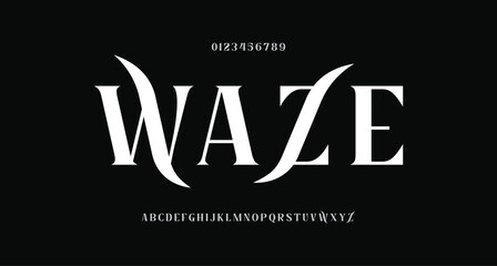 Waze Luxury typography alphabet letters font logo classic minimal fashion designs. Typography modern sans fonts and number for logo brand. vector illustration  © Elifaa