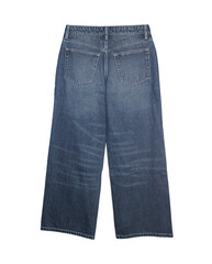 Womens clothing blue denim pants Back and Font View of Blue Wide Leg Denim Jeans Blue jeans png transparent striped label design