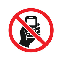 No cell phone use allowed prohibition sign with red circle diagonal line vector communication restriction symbol design
