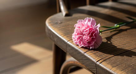 木の温もりと花一輪