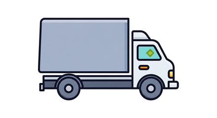 Fototapeta premium Delivery truck with large box on back side view