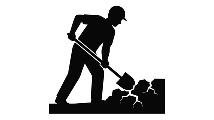 A man is digging with a shovel isolated on white background, Vector © MDRaisul