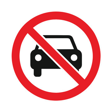 No cars allowed traffic prohibition sign with red circle and diagonal line vector road safety restriction symbol design