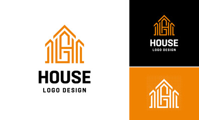 Letter G H skyline finance house symbol logo design, Creative stylish marketing build residential property city design concept