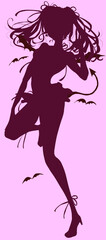 セクシーな衣装の女性　小悪魔　シルエット