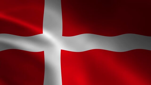 Denmark Country Flag Waving In Air Full Screen Animation