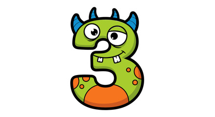 Obraz premium A cartoon number two character with horns and freckles on an orange background illustration