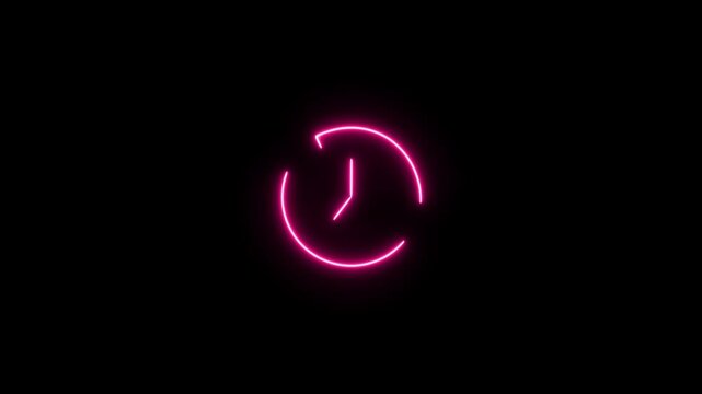 Abstract glowing neon 69 minute clock icon modern design animation 4k video.