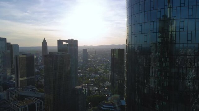 Sparkasse Tower Reflections With Commerzbank Tower Frankfurt