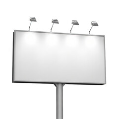 Obraz premium Blank billboard sign with spotlight lights isolated on transparent background