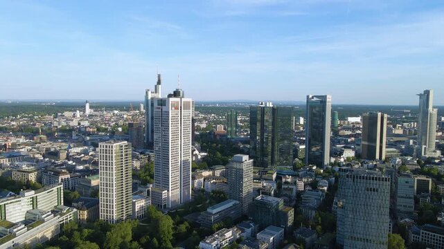 Frankfurt Skyline Circle Drive Aerial