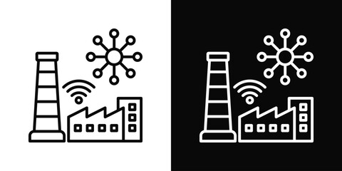 Industrial IoT Icon In Black And White Filled Style. © kondesign