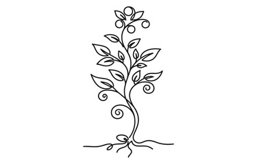 Fototapeta premium Continuous one line art of growing plant.