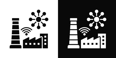 Industrial IoT Icon In Black And White Filled Style. © kondesign