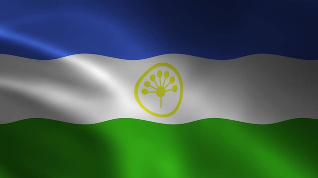 Republic Of Bashkortostan Country Flag Waving In Air Full Screen Animation