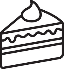 Simple line art illustration of a slice of cake