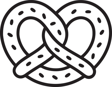 Black and white pretzel illustration in heart shape