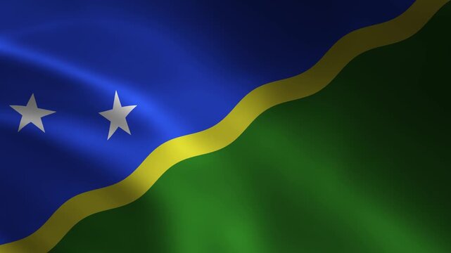 Solomon Islands Country Flag Waving In Air Full Screen Animation