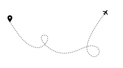 Airplane Route Line Design &ndash; Aviation Travel Path Icon PNG,Aircraft Dotted Route Graphic,Flight Route Concept with Airplane &ndash; Modern Travel Line Design