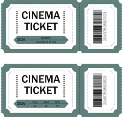 Vintage Cinema Movie Ticket Vector Illustration for Event Theater Shows