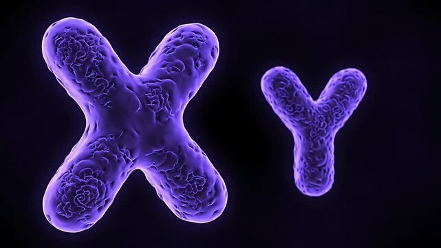 Purple Textured X and Y Chromosome Scientific 3D Render