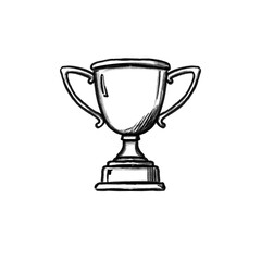 Fototapeta premium Business Trophy Winner Success Achievement Hand drawn illustration, black pencil, transparent PNG, human made/no ai