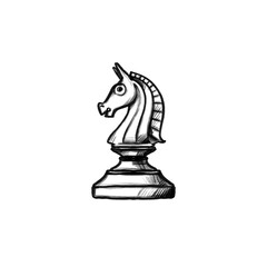 Business Chess Knight Strategy Success Hand drawn illustration, black pencil, transparent PNG, human made/no ai