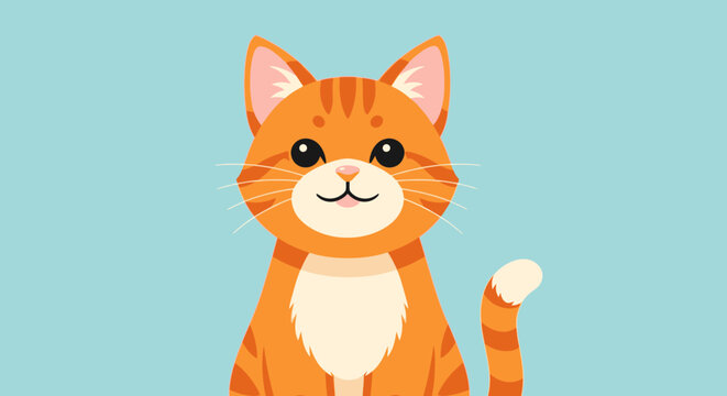 Cartoon orange tabby cat illustration with cute expression and simple background