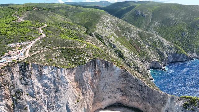 Aerial view of Navagio Beach or Shipwreck Beach. Zakynthos, Greece