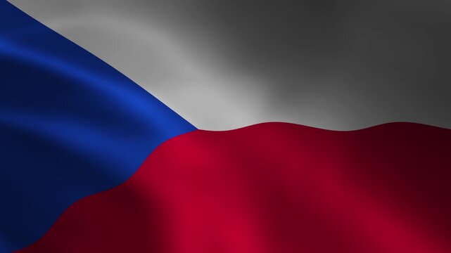 Czech Republic Country Flag Waving In Air Full Screen Animation