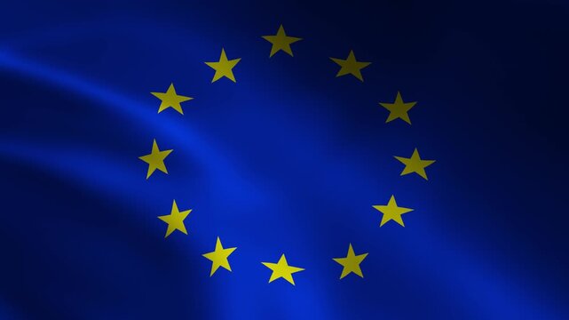 European Union Country Flag Waving In Air Full Screen Animation