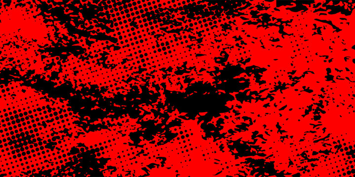 A moody, high-contrast digital texture with a weathered feel, combining messy splatter effects and retro comic-style halftone circles.