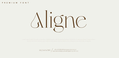 Brown premium font Aligne typography on white background © Money