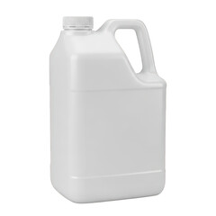 White plastic jug container with handle and cap isolated on transparent background