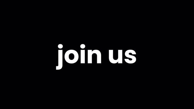 Join us text in animation with liquify glitch effect For streaming and gaming and technology alpha channel 4K Video