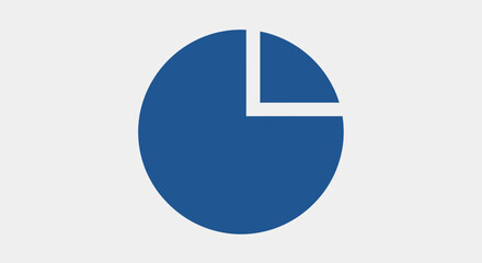 A blue pie chart graphic representing data portions and business percentages visually