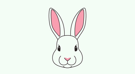 Obraz premium A charming cartoon illustration of a white bunny with pink inner ears, minimal design