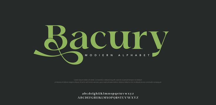 Modern Alphabet Typography Bacury Green Font Design