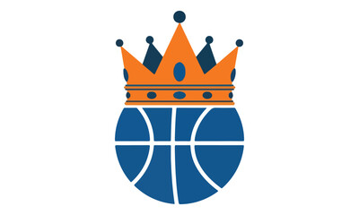 Obraz premium Basketball with Orange Crown Logo Design for Sports Team