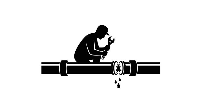 Man Inspecting Oil Pipeline Leak.