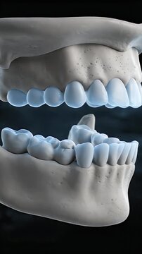 Detailed CGI Visualization of the Temporomandibular Joint Anatomy and Dental Structures in a Dark Medical Setting