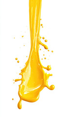 Fototapeta premium Yellow paint splash on white background with dynamic motion