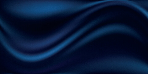 Fototapeta premium Abstract blue black background. Navy blue silk satin texture background. Beautiful soft wavy folds on shiny fabric. Dark elegant background for your design.