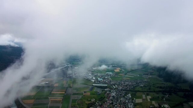 Cinematic Drone Flight Over Cloud Sea in Chur Switzerland