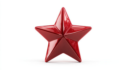 Fototapeta premium Radiant Crimson Star: A solitary, vibrant red star commands attention with its sleek design, casting a subtle shadow that accentuates its polished surface.