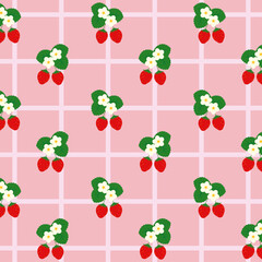 かわいいイチゴの背景イラスト（正方形）