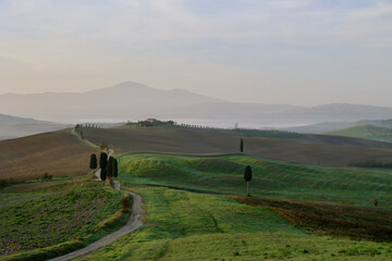 Obraz premium Autumn Morning Landscape in Val d’Orcia, Tuscany, Italy