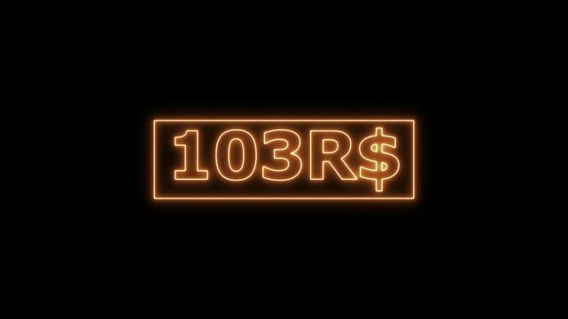 Neon animation of Brazilian Real counting from 0 to 300 on black background. Smooth money increase with glowing digits. Great for finance, tech, and digital economy content