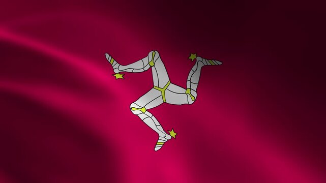 Isle Of Man Country Flag Waving In Air Full Screen Animation