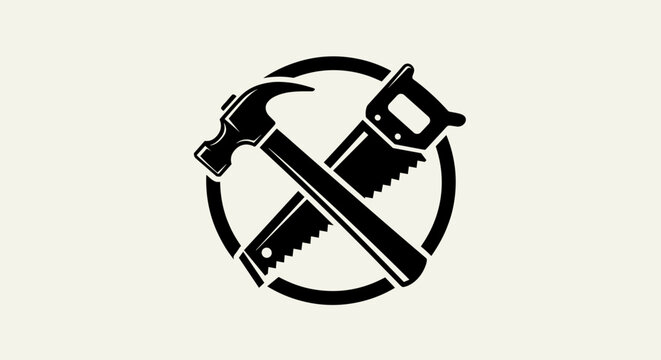 Hammer and Saw Logo Design Elements.